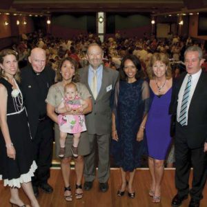 L-R: Peta Evans, Mons.Reilly, Vera Mosher holding Therese Griffin, Steven Mosher, Maria Campos, Christine and Paul Hanrahan